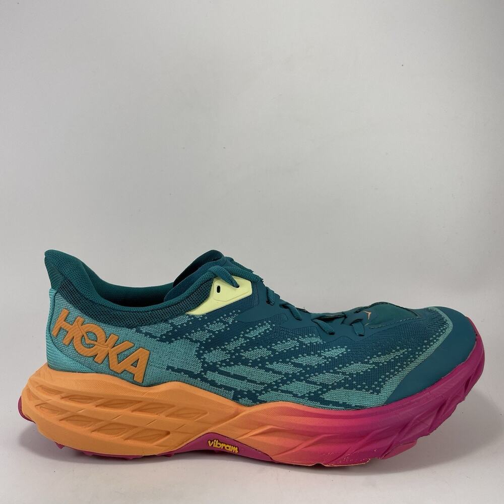 Hoka One One Running Shoes Mens Size 10 D Teal Orange Vibram Speedgoat 5 Shoes